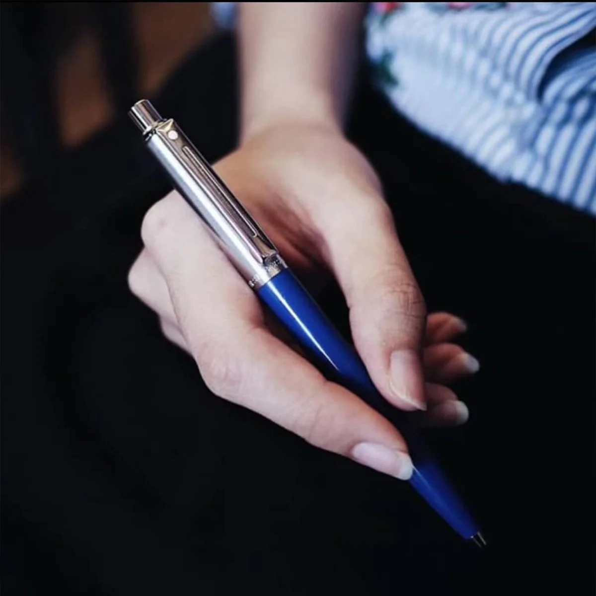 Sheaffer® Sentinel Blue and Chrome Ballpoint Pen With Chrome Trims - Image 4